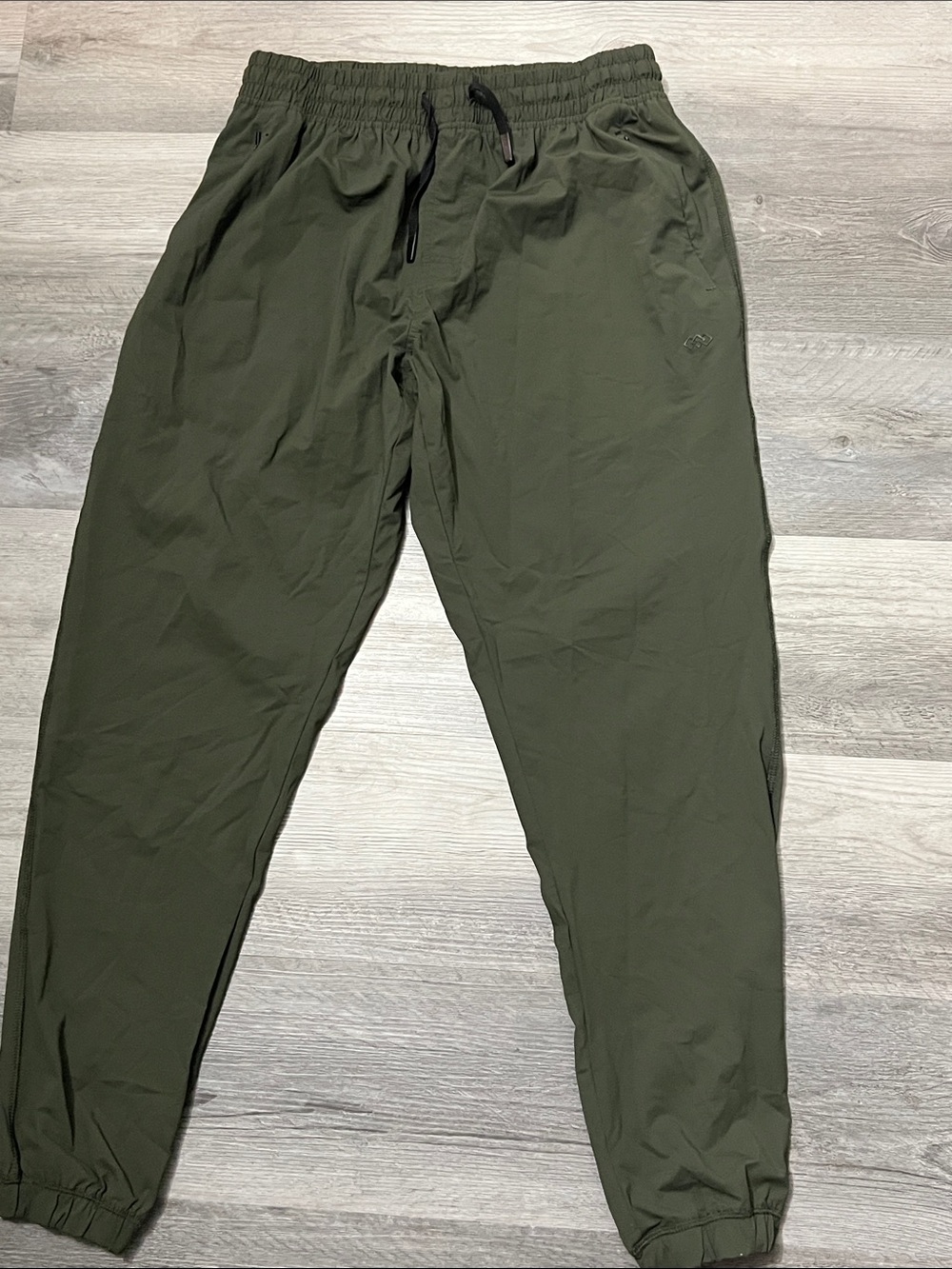 Men's Olive Green Elastic-Waist Jogger Pants